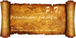 Petschinger Tarján névjegykártya